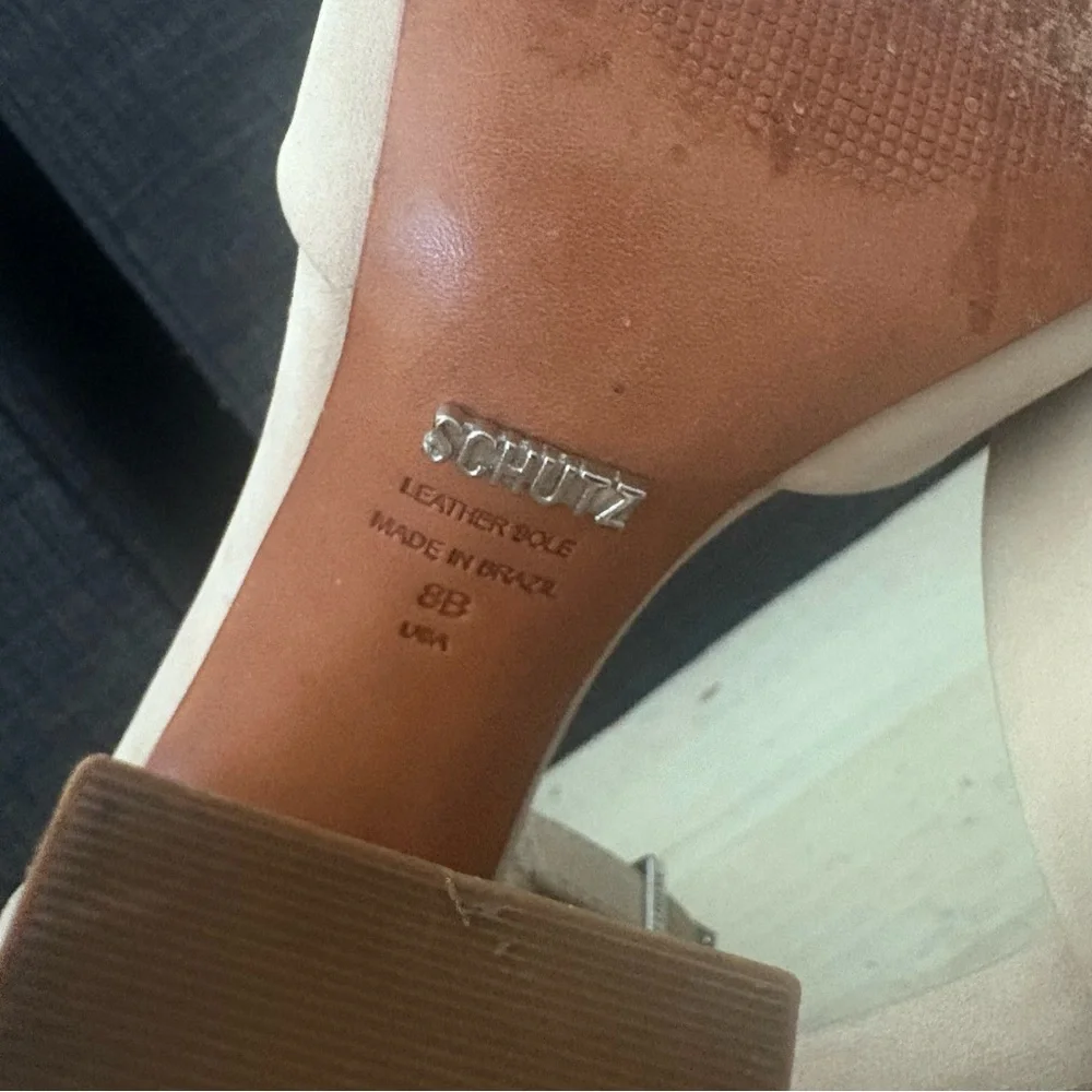 SCHUTZ Taupe Block Heel Sandals - Picture 16 of 16